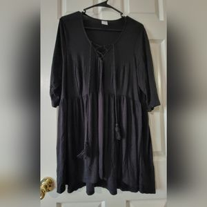 Terra & Sky tunic dress top black Size 0X (14W)